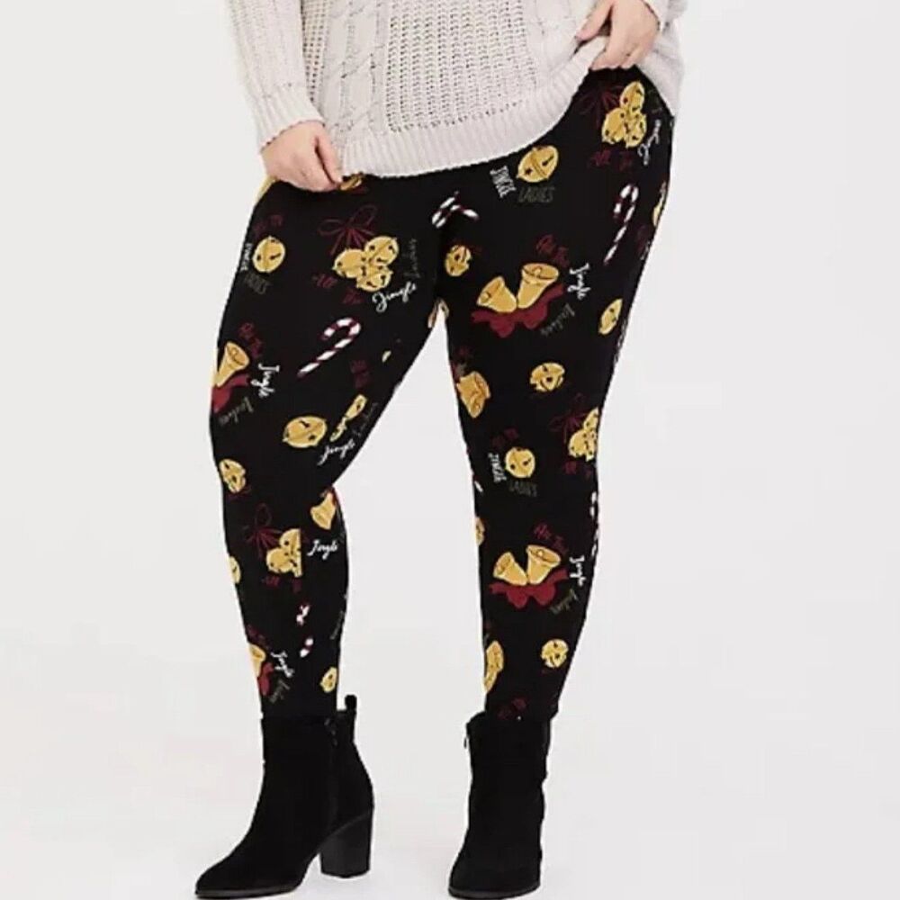 Y2K Holiday Jingle Bell Leggings Torrid NWT‎ 0X Cozy Christmas Core Black